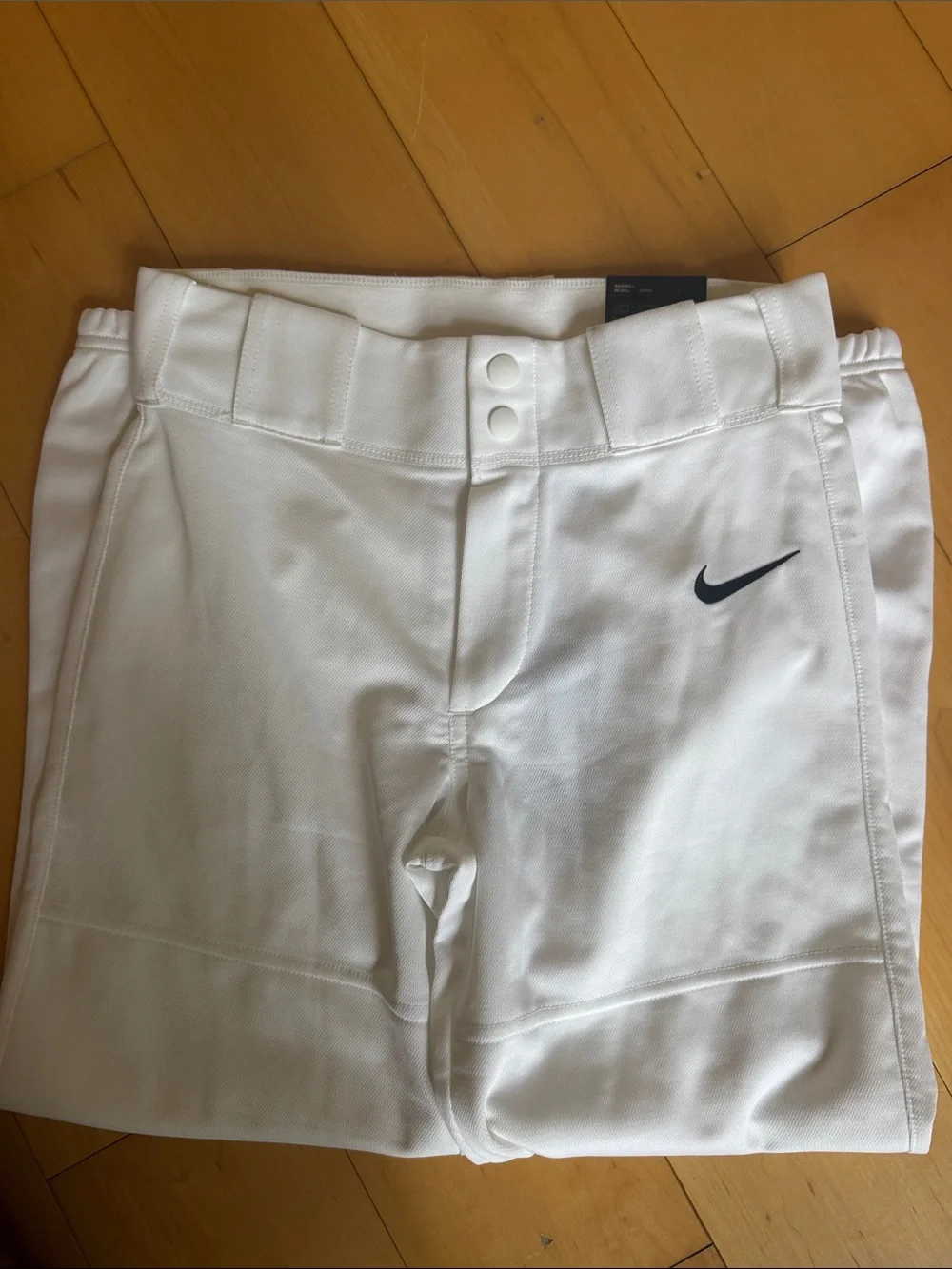 Nike Kids White Baseball Pants with Black Swoosh